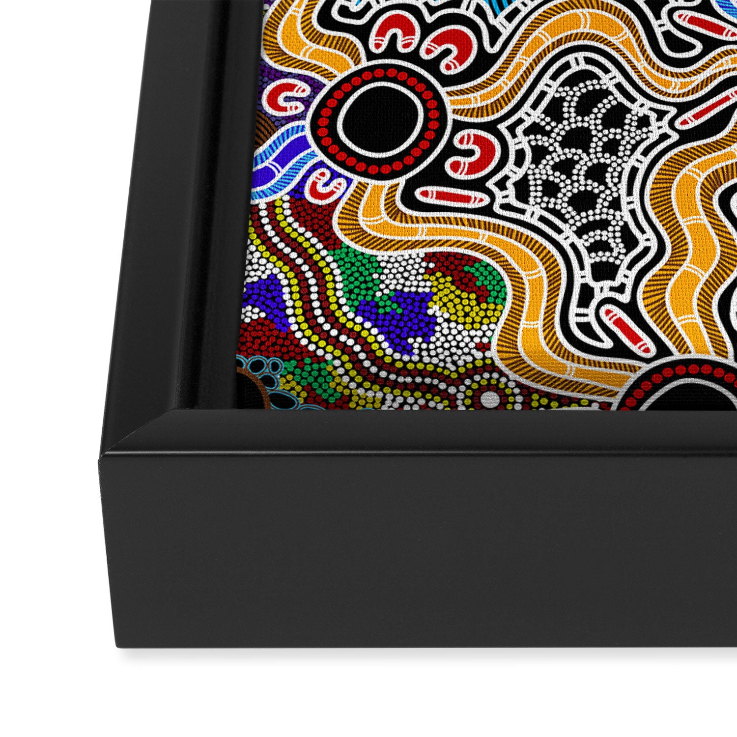 Authentic Aboriginal Art - Discovering Your Dreams Framed Canvas Print Gallery Image 3