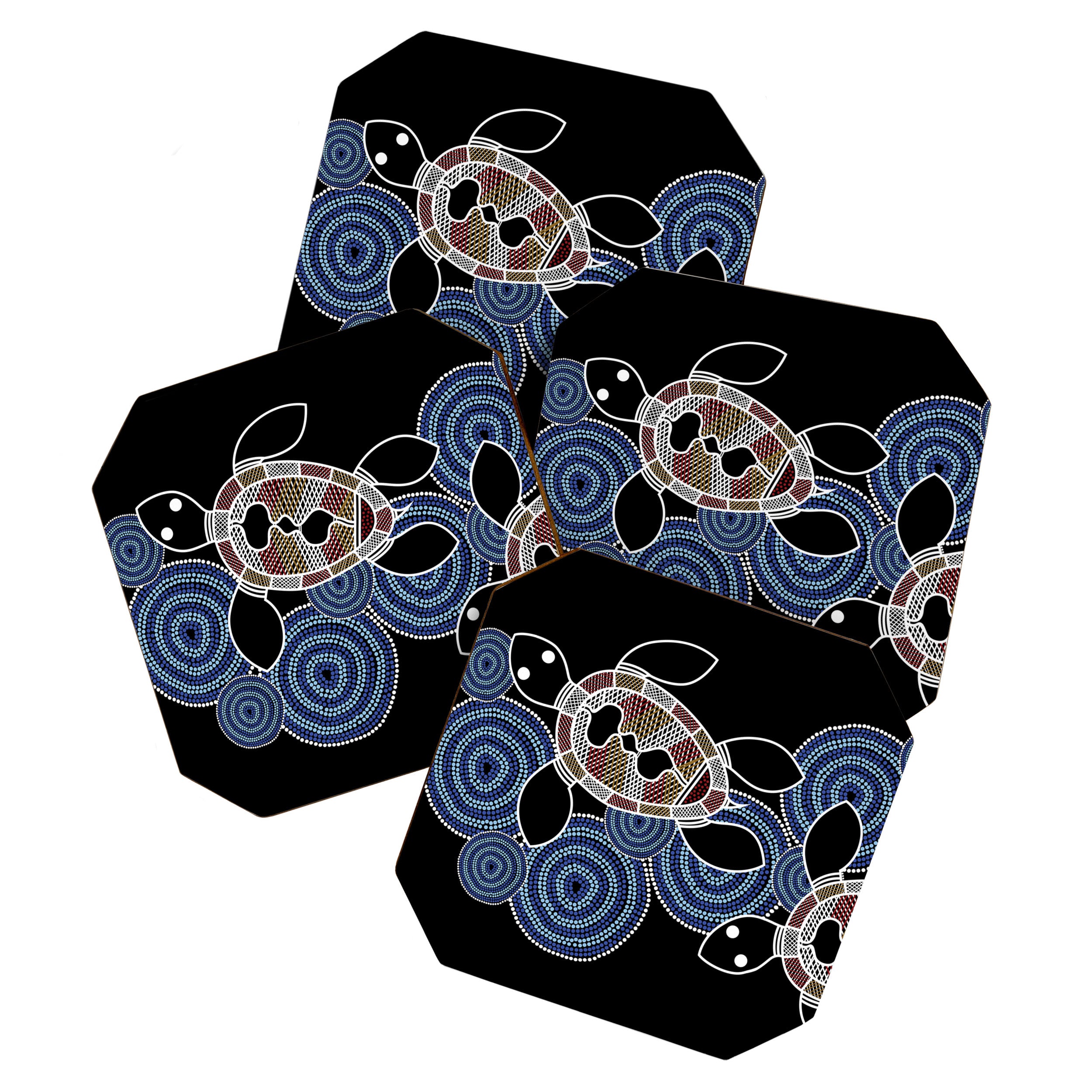 Authentic Aboriginal Art - Sea Turtles 2 Coaster Gallery Image 1
