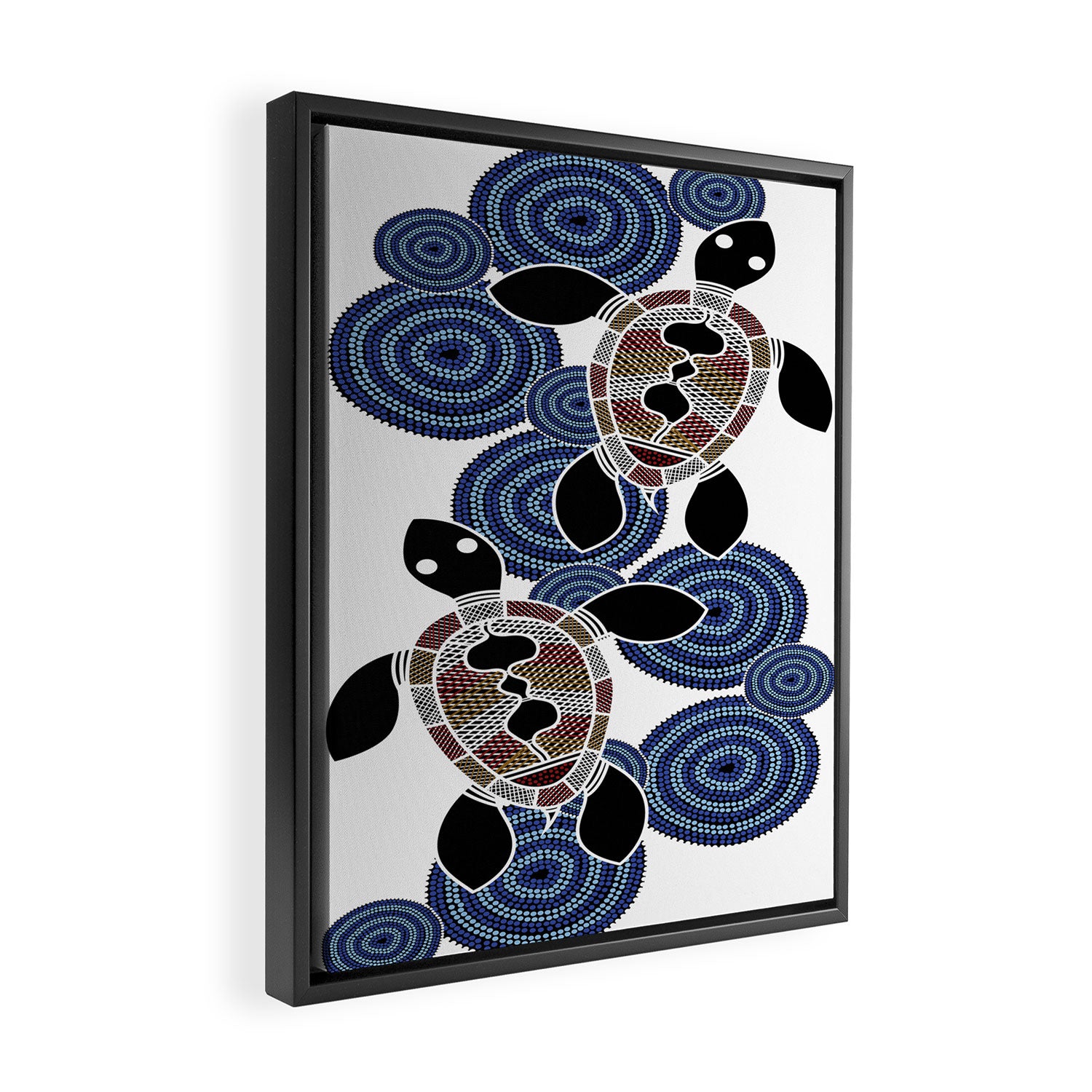 Authentic Aboriginal Art - Sea Turtles 2 Framed Canvas Print Gallery Image 2