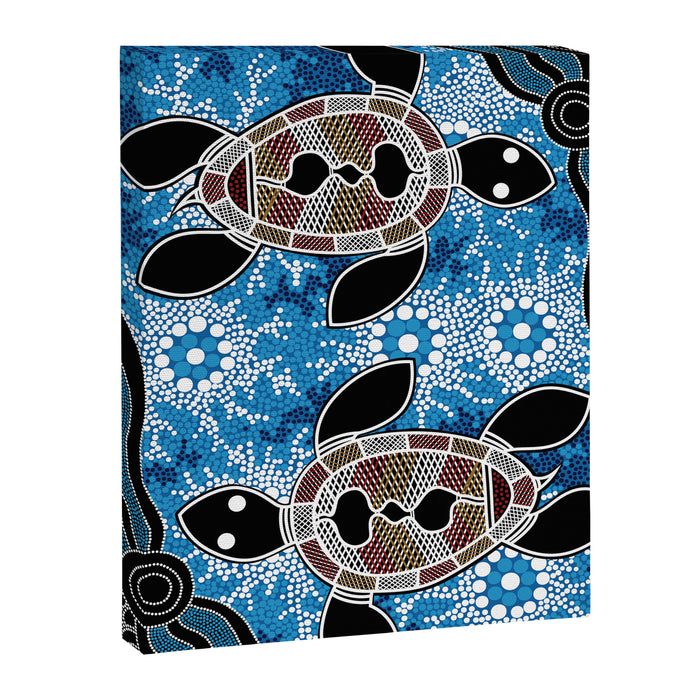 Authentic Aboriginal Art - Sea Turtles Canvas Print Gallery Image 1