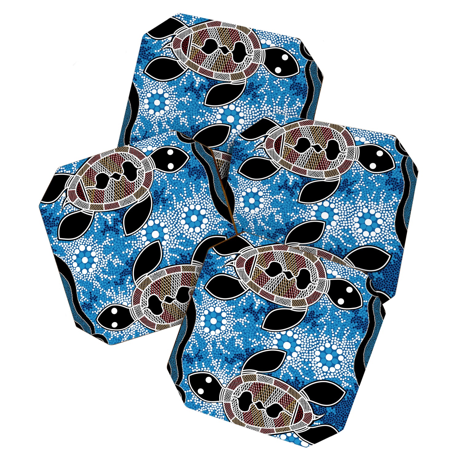 Authentic Aboriginal Art - Sea Turtles Coaster Gallery Image 1