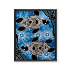 Authentic Aboriginal Art - Sea Turtles Framed Canvas Print Gallery Image 6