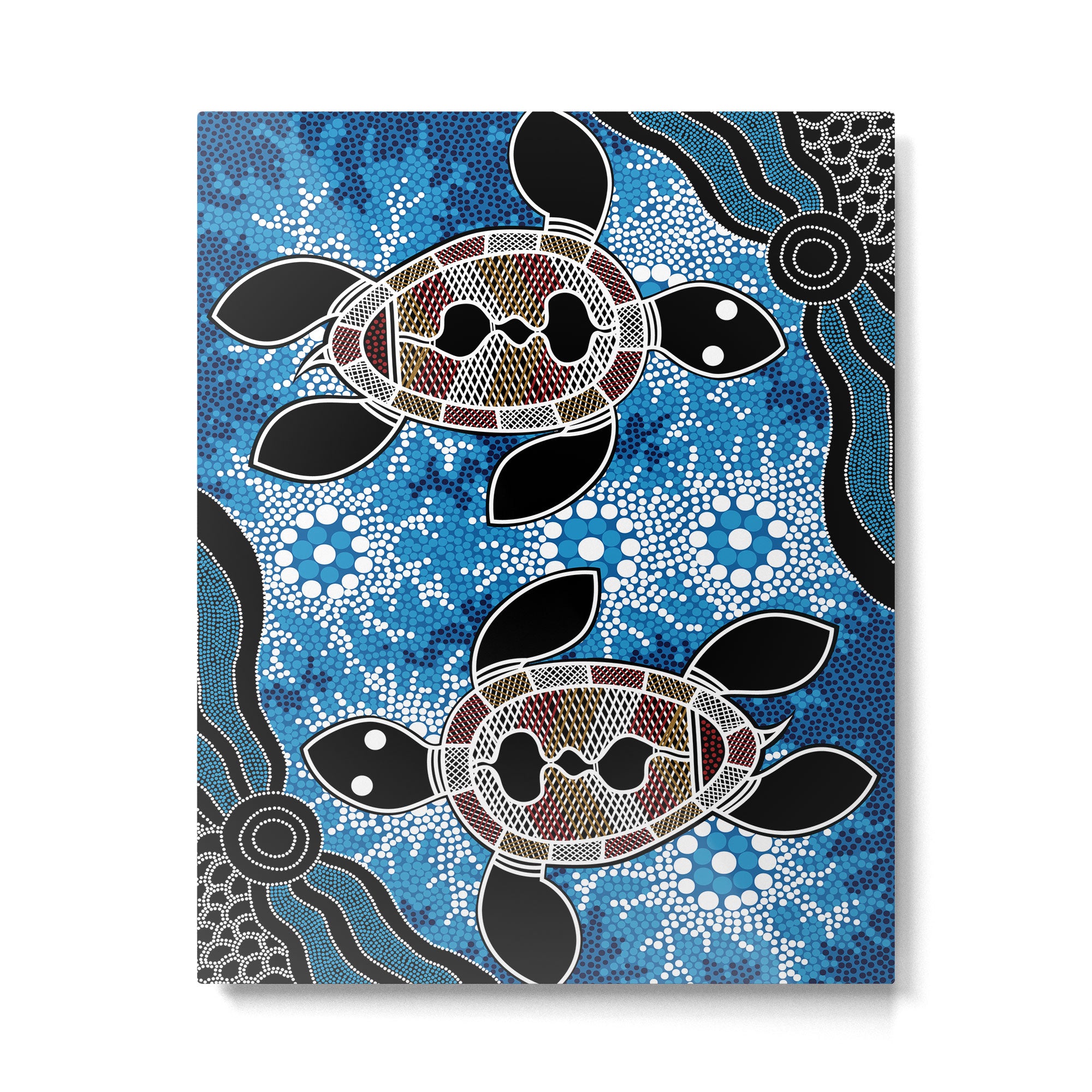 Authentic Aboriginal Art - Sea Turtles Metal Print Gallery Image 4