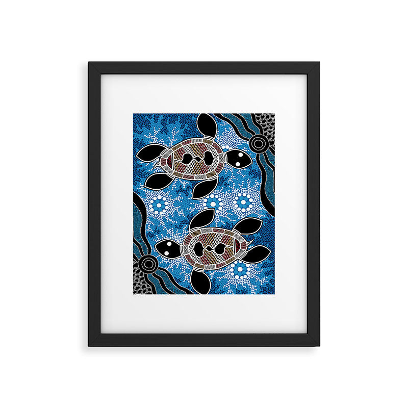 Authentic Aboriginal Art - Sea Turtles Framed Art Print Gallery Image 5
