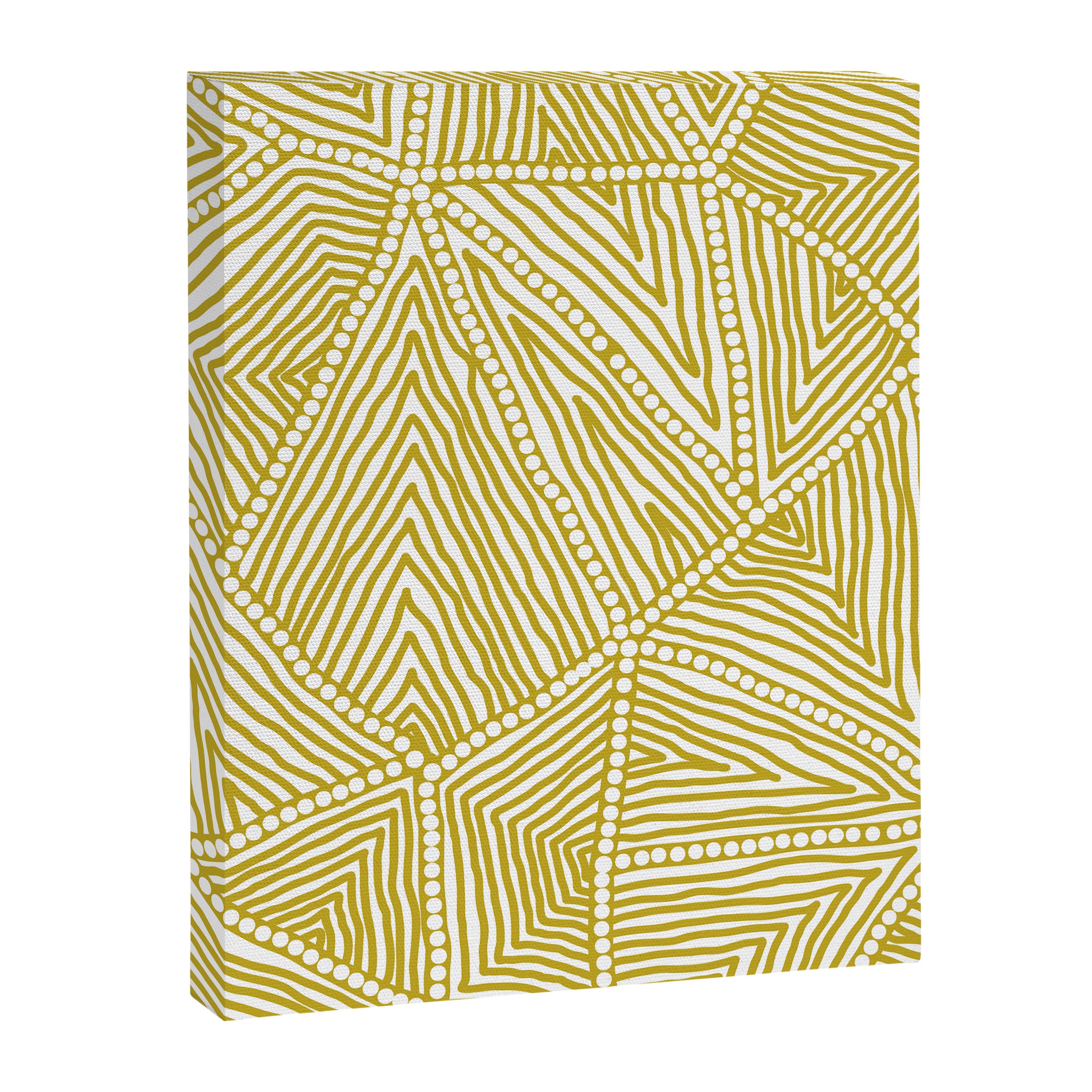 Authentic Aboriginal Art - The Fields (Mustard2) Canvas Print Gallery Image 6