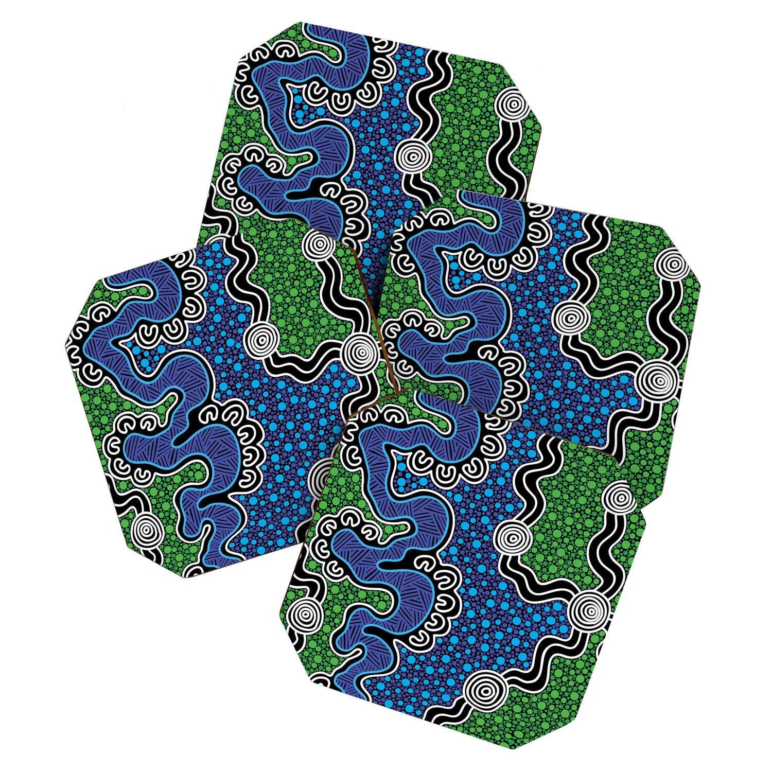Authentic Aboriginal Art - The River (green) Coaster Gallery Image 1