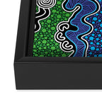 Authentic Aboriginal Art - The River (green) Framed Canvas Print Gallery Image 3