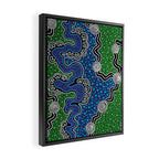 Authentic Aboriginal Art - The River (green) Framed Canvas Print Gallery Image 2