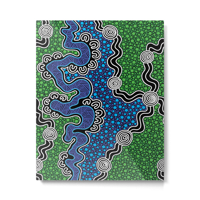 Authentic Aboriginal Art - The River (green) Metal Print Gallery Image 1