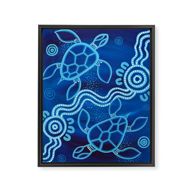 Authentic Aboriginal Artwork - 2 Turtles  Framed Canvas Print Gallery Image 6