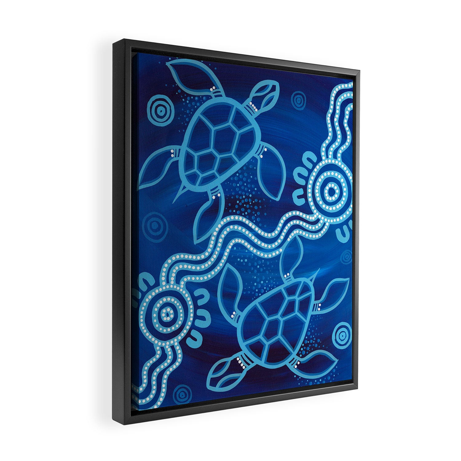 Authentic Aboriginal Artwork - 2 Turtles  Framed Canvas Print Gallery Image 2