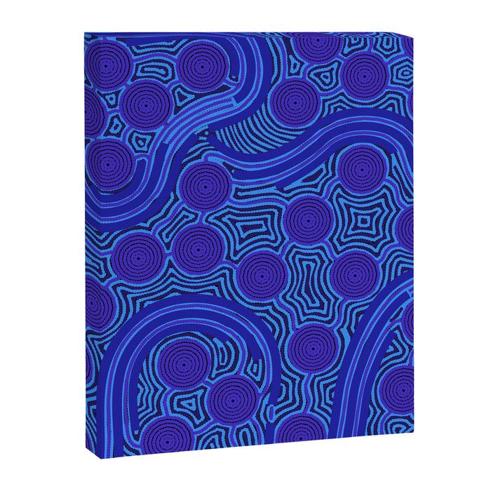 The Rivers around Us (blue) - Authentic Aboriginal Art Canvas Print Gallery Image 1