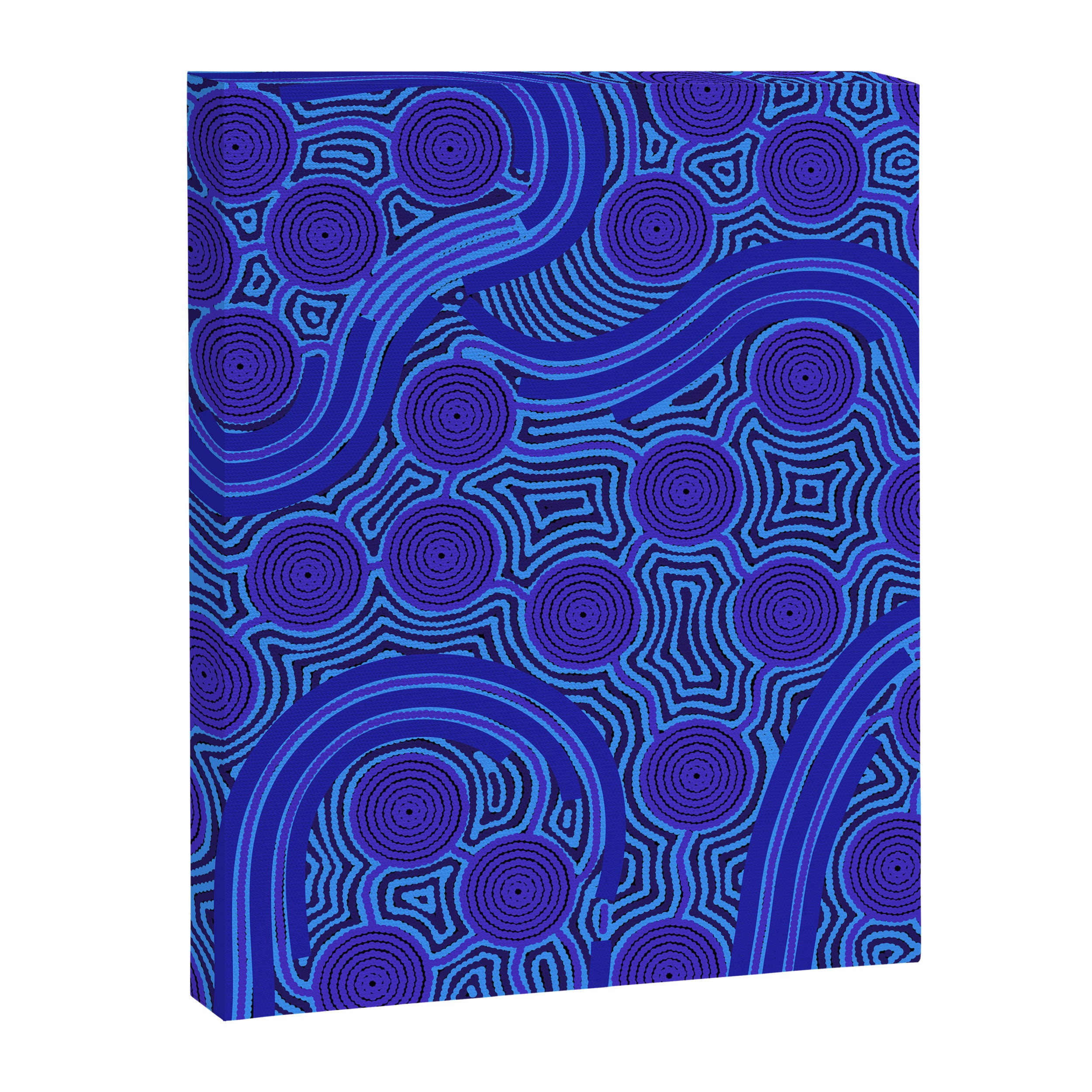 The Rivers around Us (blue) - Authentic Aboriginal Art Canvas Print Gallery Image 6