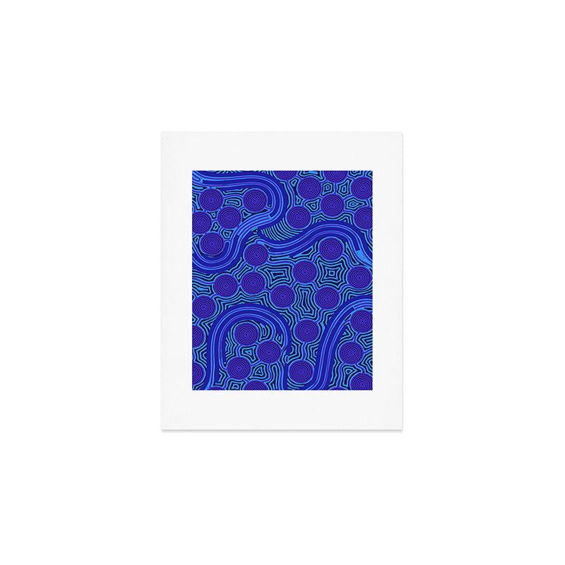 The Rivers around Us (blue) - Authentic Aboriginal Art Art Print Gallery Image 1