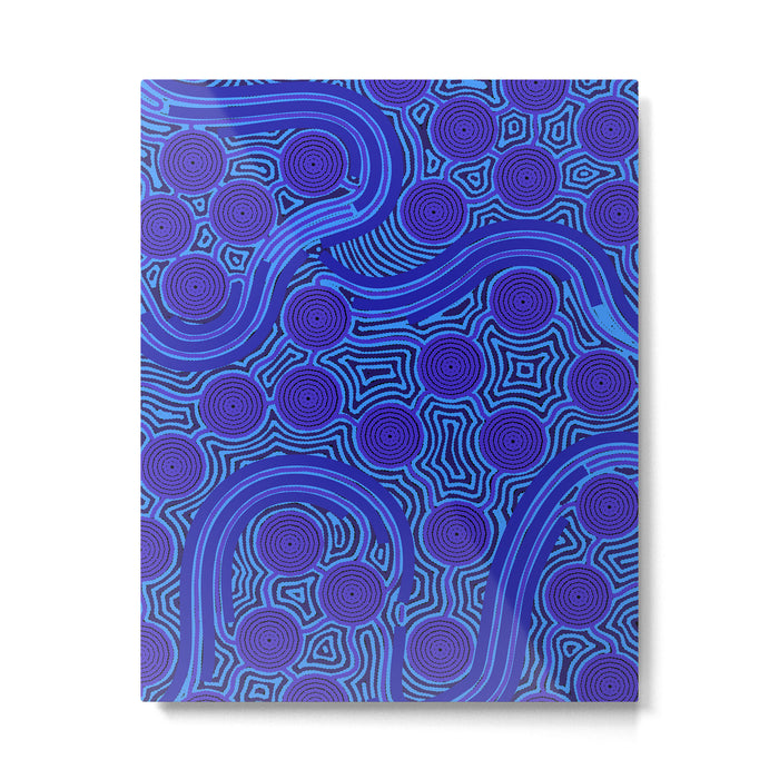 The Rivers around Us (blue) - Authentic Aboriginal Art Metal Print Gallery Image 1