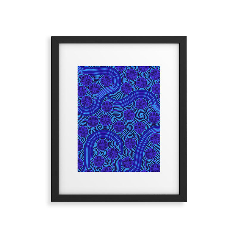 The Rivers around Us (blue) - Authentic Aboriginal Art Framed Art Print Gallery Image 5