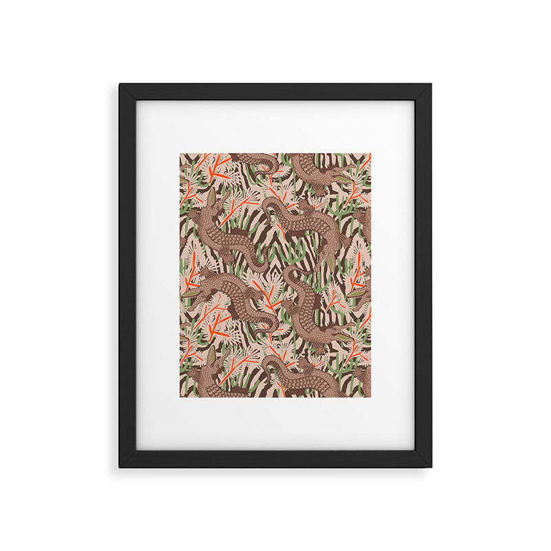 BAZAAR MOCHA GATOR Inspired by PANTONE 17 1230 Mocha Mousse Framed Art Print Gallery Image 6