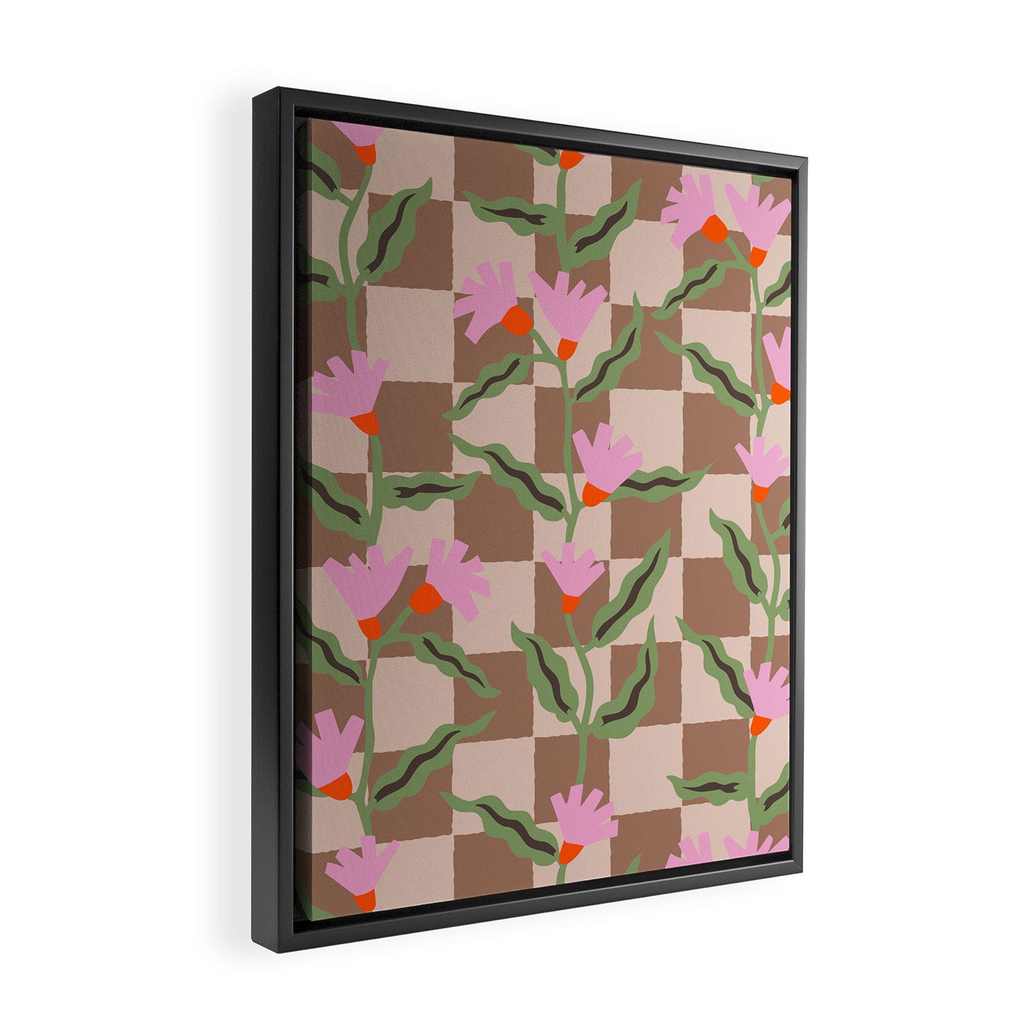 CELIE CHECKER Inspired by PANTONE 17 1230 Mocha Mousse Framed Canvas Print Gallery Image 2