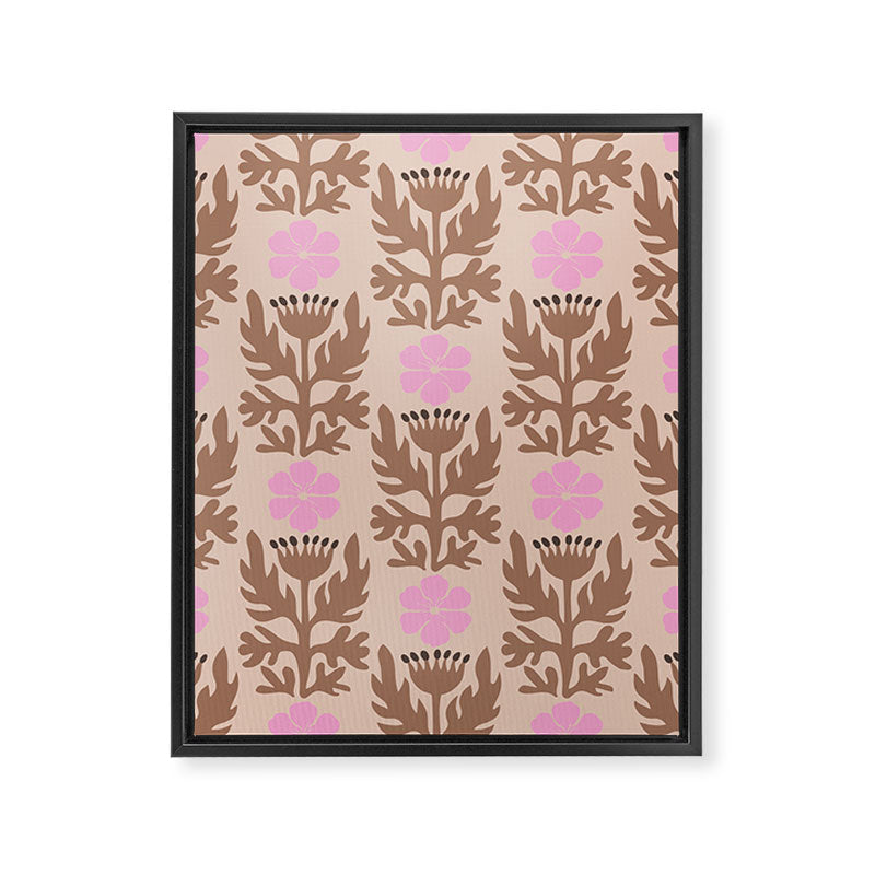 CELIE FLOWER PATCH Inspired by PANTONE 17 1230 Mocha Mousse Framed Canvas Print Gallery Image 8