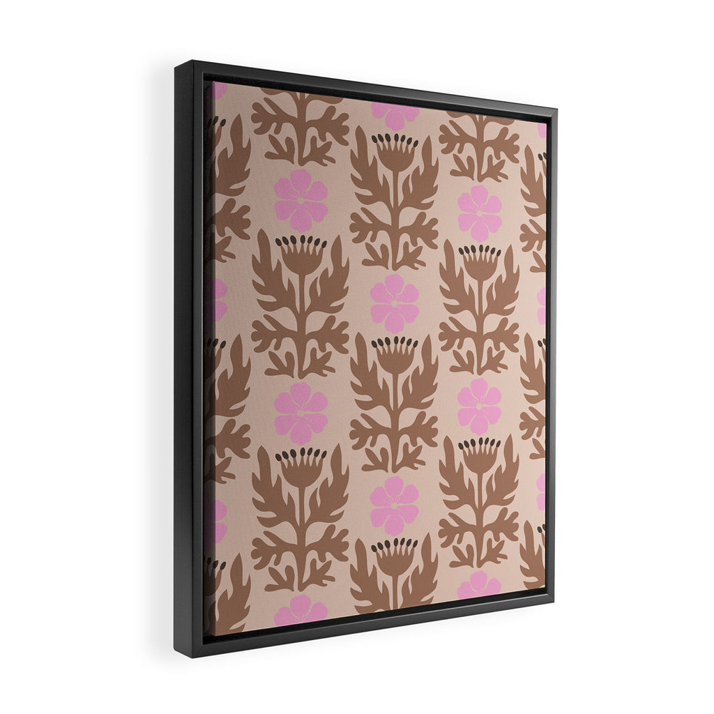 CELIE FLOWER PATCH Inspired by PANTONE 17 1230 Mocha Mousse Framed Canvas Print Gallery Image 2