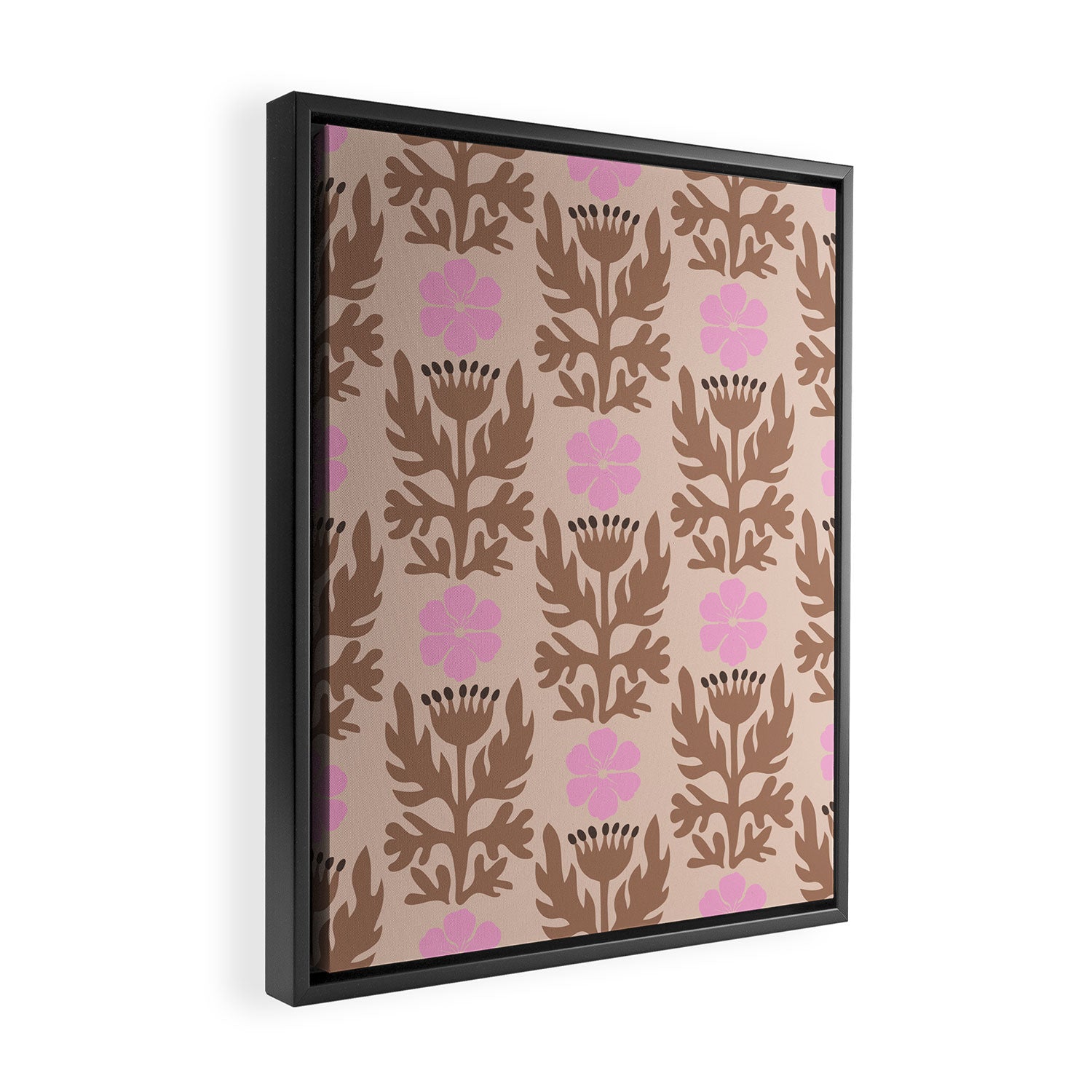 CELIE FLOWER PATCH Inspired by PANTONE 17 1230 Mocha Mousse Framed Canvas Print Gallery Image 2
