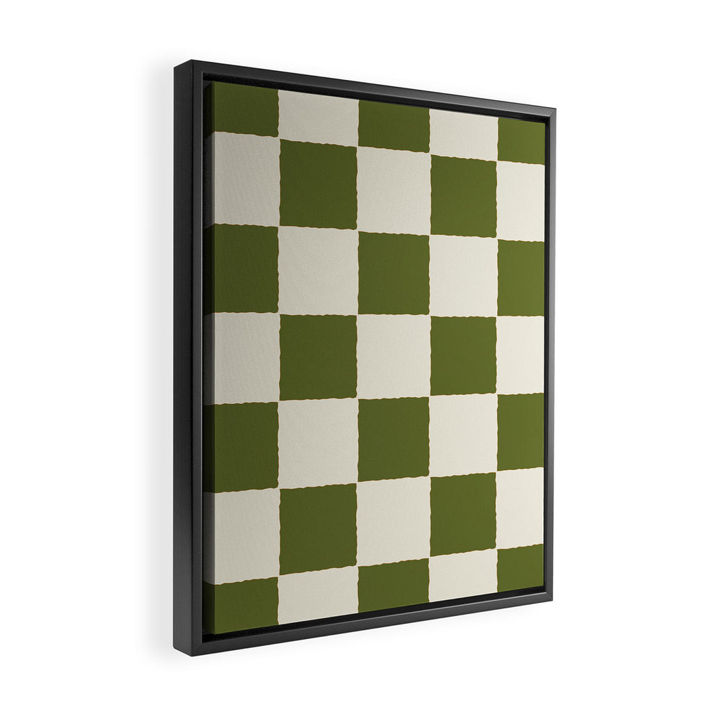 DESERT CHECKER OLIVE Framed Canvas Print Gallery Image 2