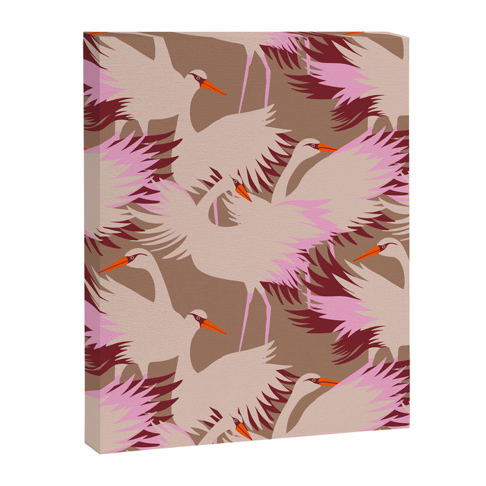 FARM FOLK SWAN Inspired by PANTONE 17 1230 Mocha Mousse Canvas Print Gallery Image 1