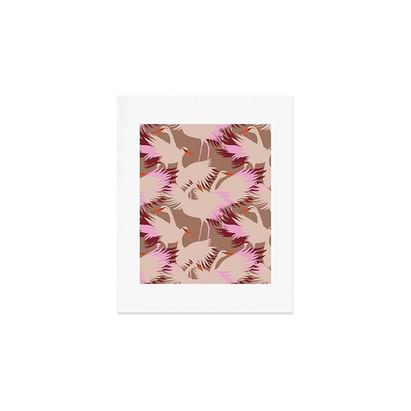 FARM FOLK SWAN Inspired by PANTONE 17 1230 Mocha Mousse Art Print Gallery Image 1