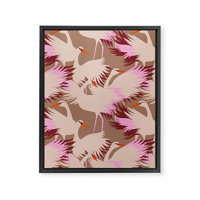 FARM FOLK SWAN Inspired by PANTONE 17 1230 Mocha Mousse Framed Canvas Print Gallery Image 1