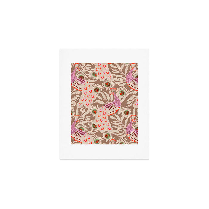FARMFOLK PEACOCK Inspired by PANTONE 17 1230 Mocha Mousse Art Print Gallery Image 1