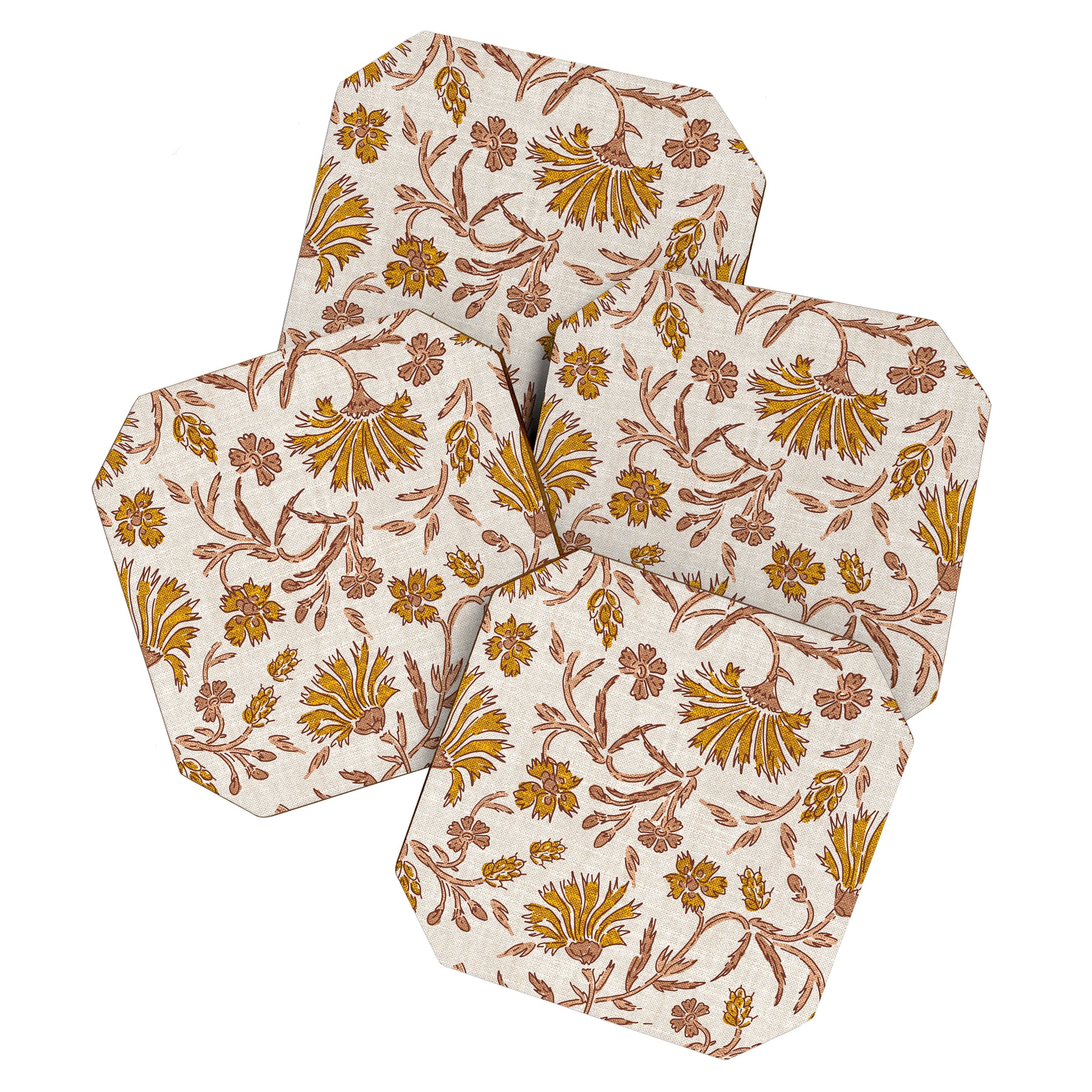 KALAMI FLORAL MUSTARD Coaster Gallery Image 1
