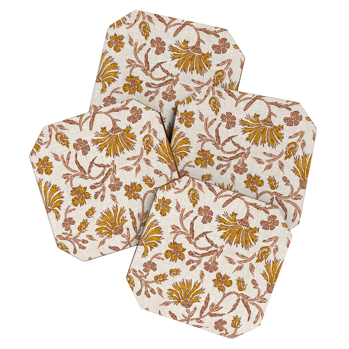 KALAMI FLORAL MUSTARD Coaster Gallery Image 1