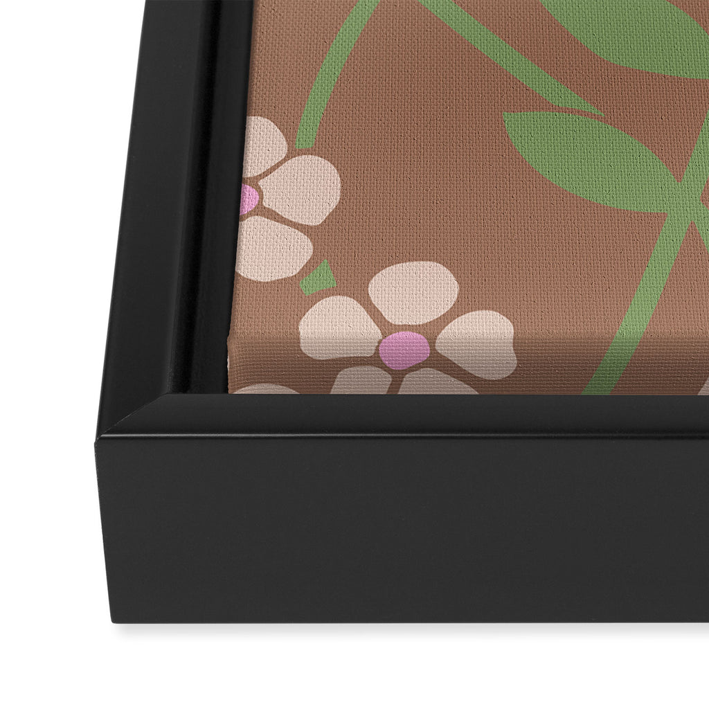 MILLIE TRELLIS MOCHA Inspired by PANTONE 17 1230 Mocha Mousse Framed Canvas Print Gallery Image 3