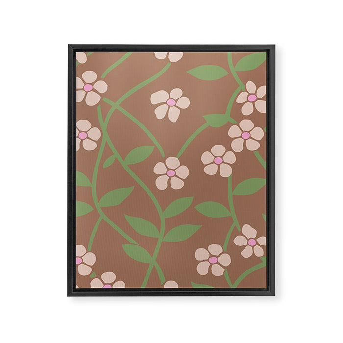 MILLIE TRELLIS MOCHA Inspired by PANTONE 17 1230 Mocha Mousse Framed Canvas Print Gallery Image 1