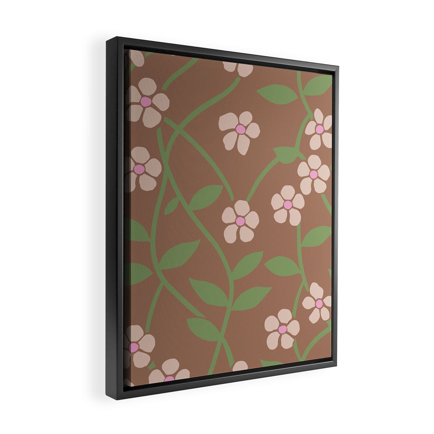 MILLIE TRELLIS MOCHA Inspired by PANTONE 17 1230 Mocha Mousse Framed Canvas Print Gallery Image 2
