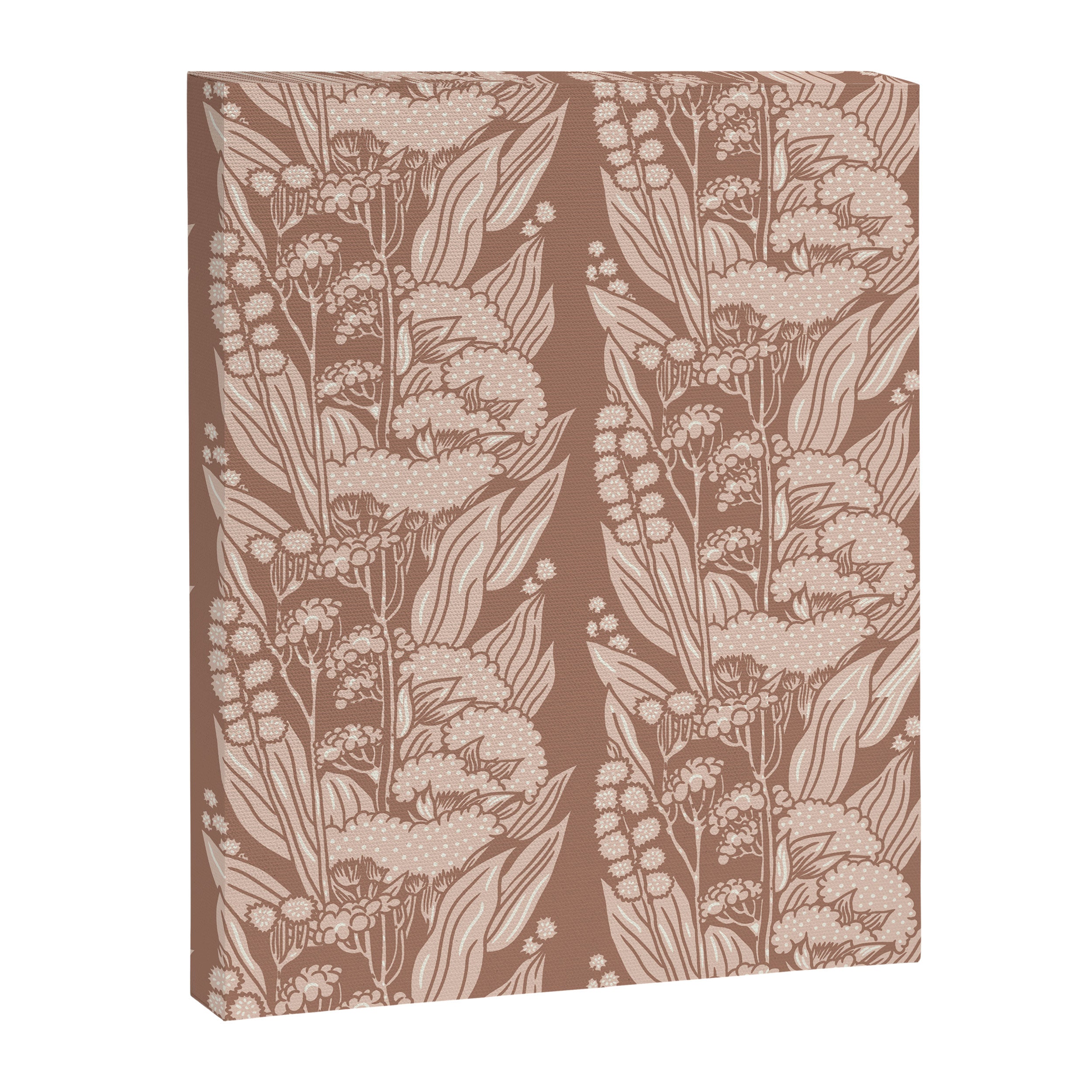 MOCHA FLORAL STRIPE  Inspired by PANTONE 17 1230 Mocha Mousse Canvas Print Gallery Image 8