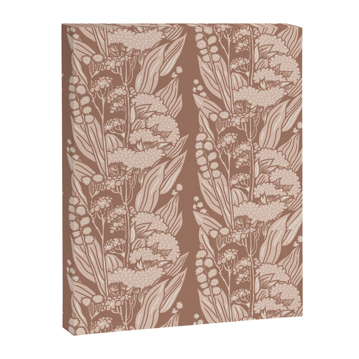 MOCHA FLORAL STRIPE  Inspired by PANTONE 17 1230 Mocha Mousse Canvas Print Gallery Image 1