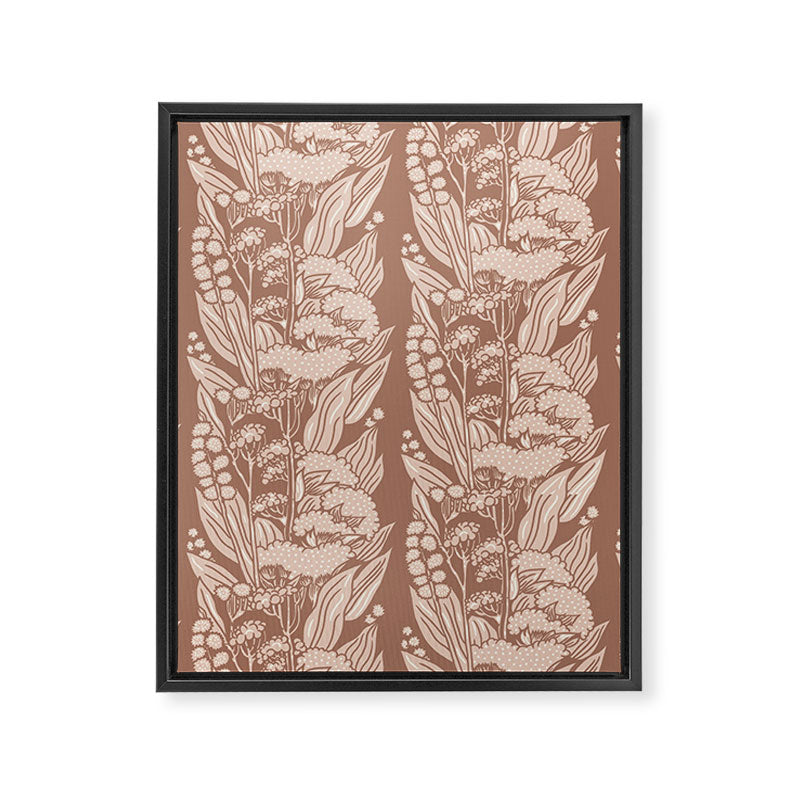 MOCHA FLORAL STRIPE  Inspired by PANTONE 17 1230 Mocha Mousse Framed Canvas Print Gallery Image 8