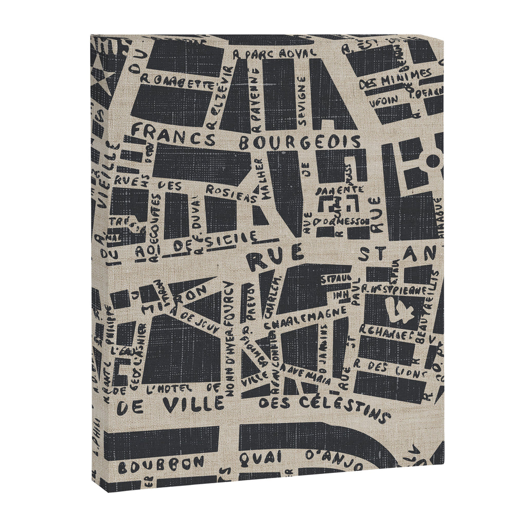 PARIS MAP BLACK RUSTIC Canvas Print Gallery Image 8