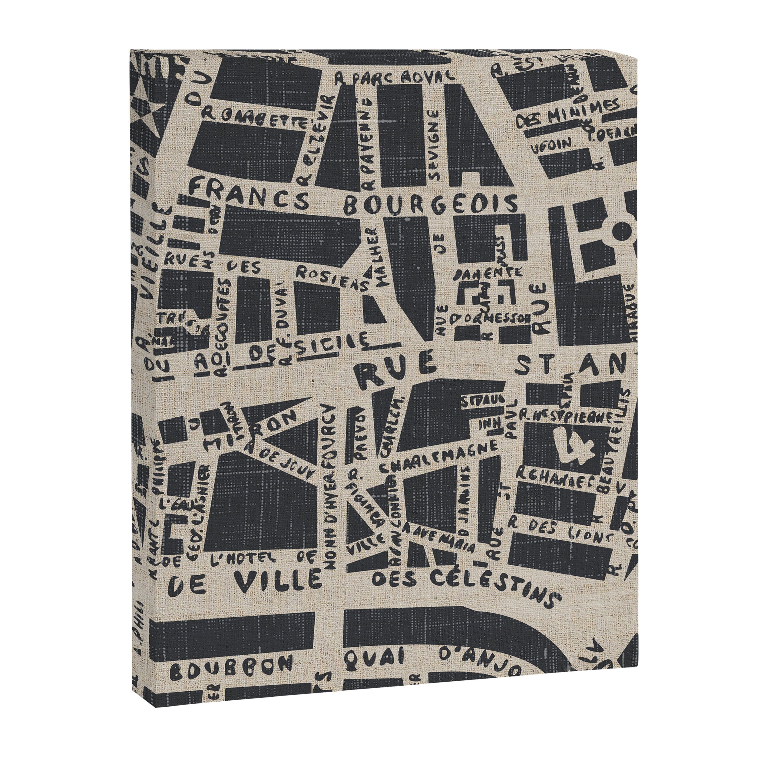 PARIS MAP BLACK RUSTIC Canvas Print Gallery Image 8
