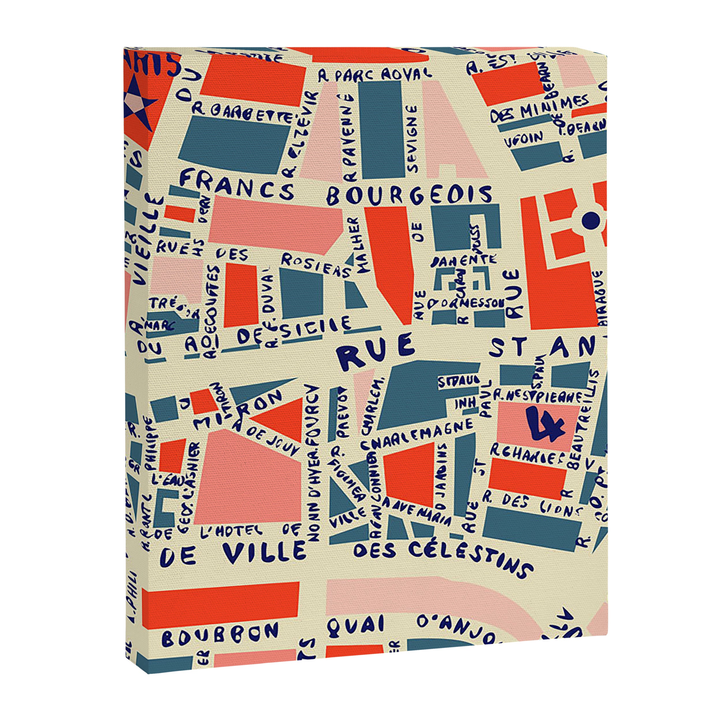 paris map blue Canvas Print Gallery Image 8
