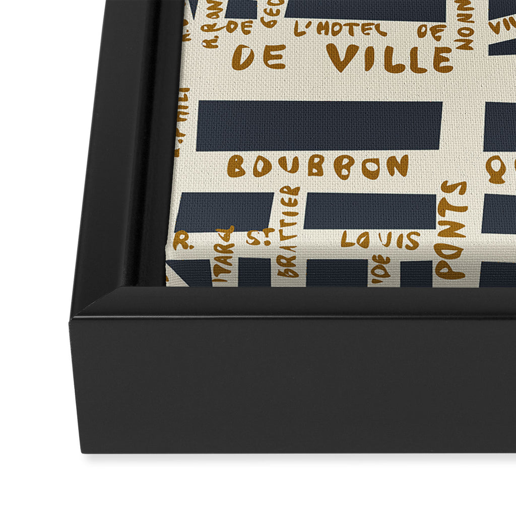 PARIS MAP GREY GOLD Framed Canvas Print Gallery Image 3