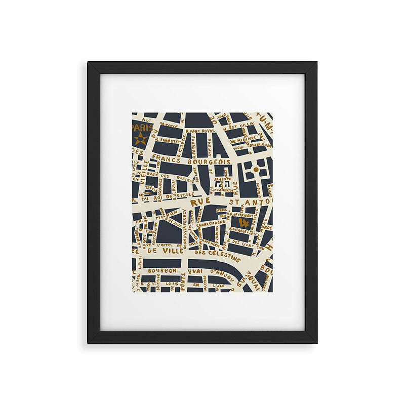 PARIS MAP GREY GOLD Framed Art Print Gallery Image 6