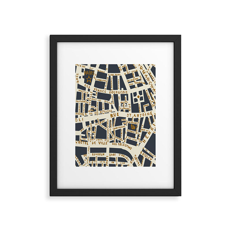 PARIS MAP GREY GOLD Framed Art Print Gallery Image 4