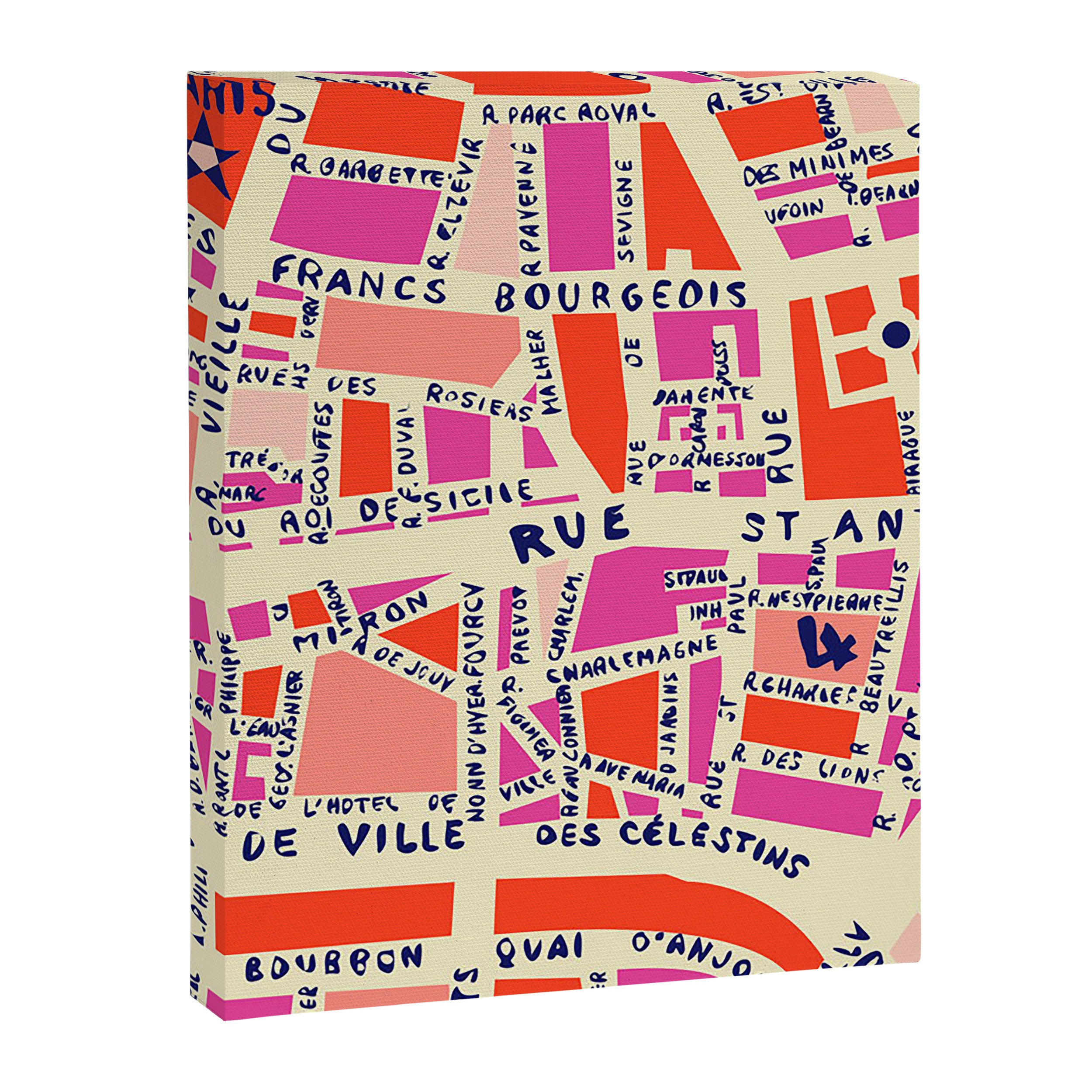 paris map pink Canvas Print Gallery Image 8