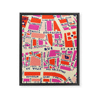 paris map pink Framed Canvas Print Gallery Image 8