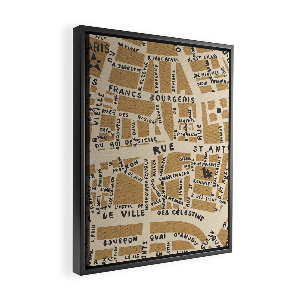 PARIS MAP RUSTIC Framed Canvas Print Gallery Image 2