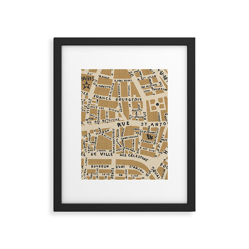 PARIS MAP RUSTIC Framed Art Print Gallery Image 6