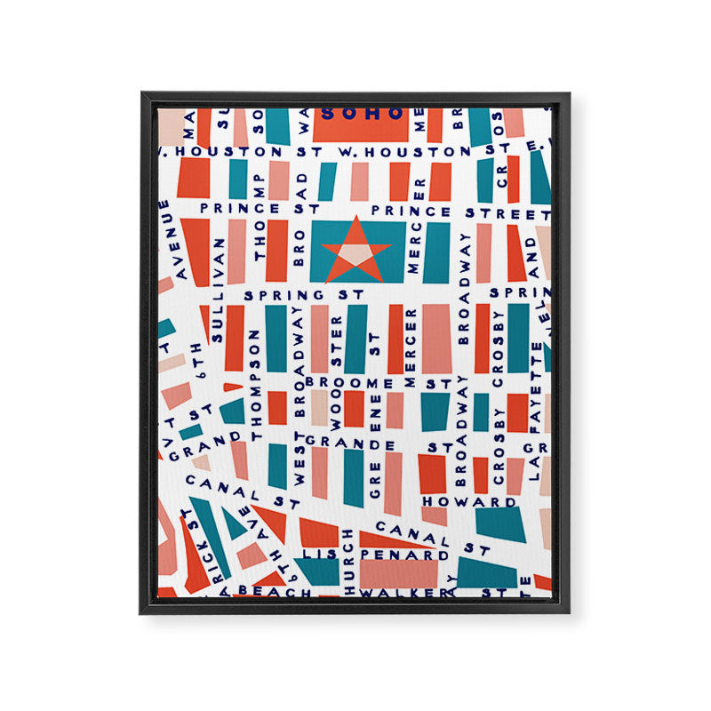 SOHO MAP BRIGHT Framed Canvas Print Gallery Image 8