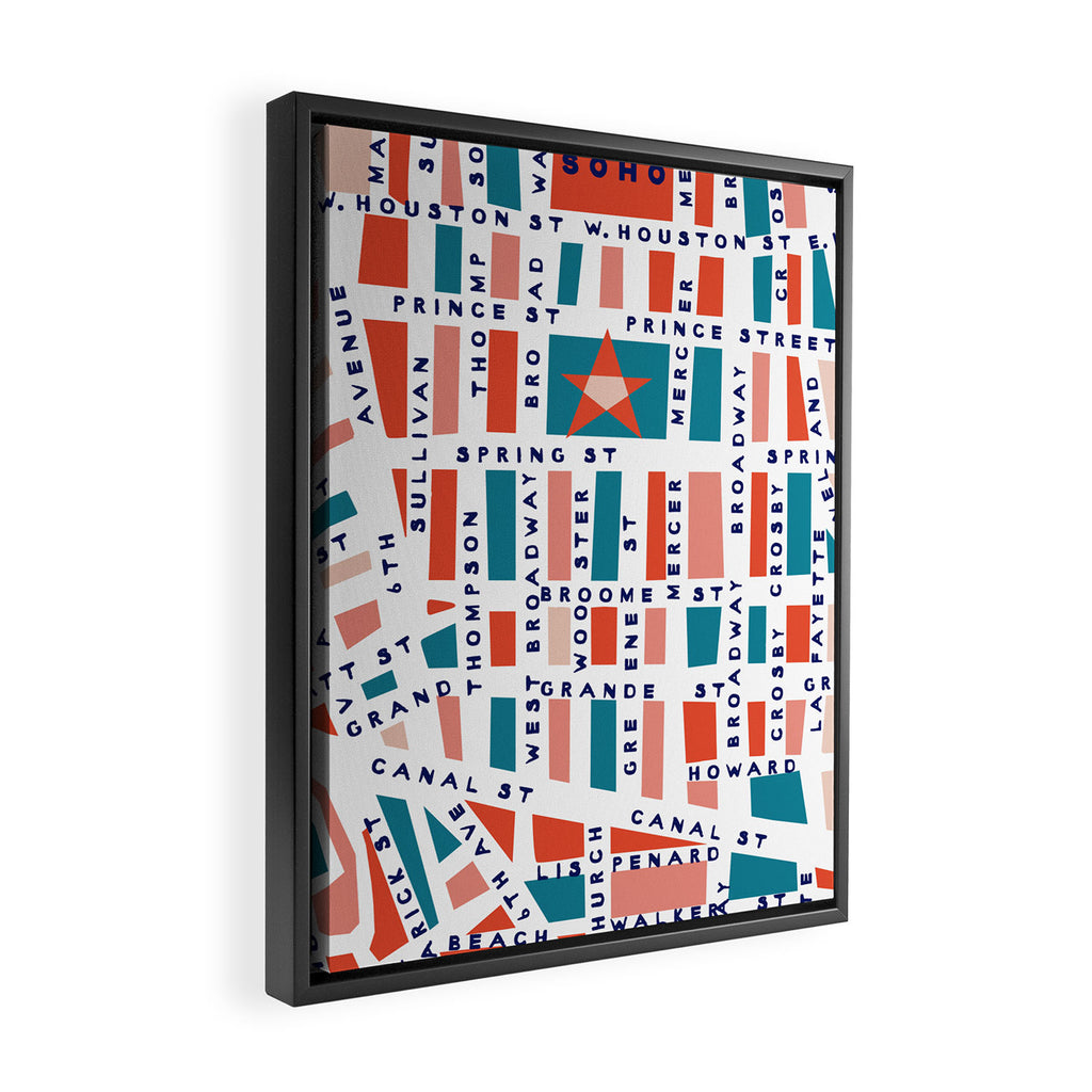 SOHO MAP BRIGHT Framed Canvas Print Gallery Image 2